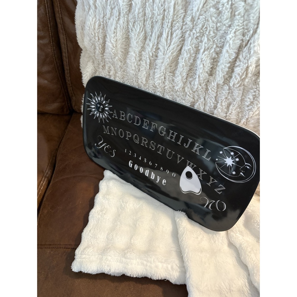 World Market Ouija Spirit Board Melamine Serving Tray Black White Halloween